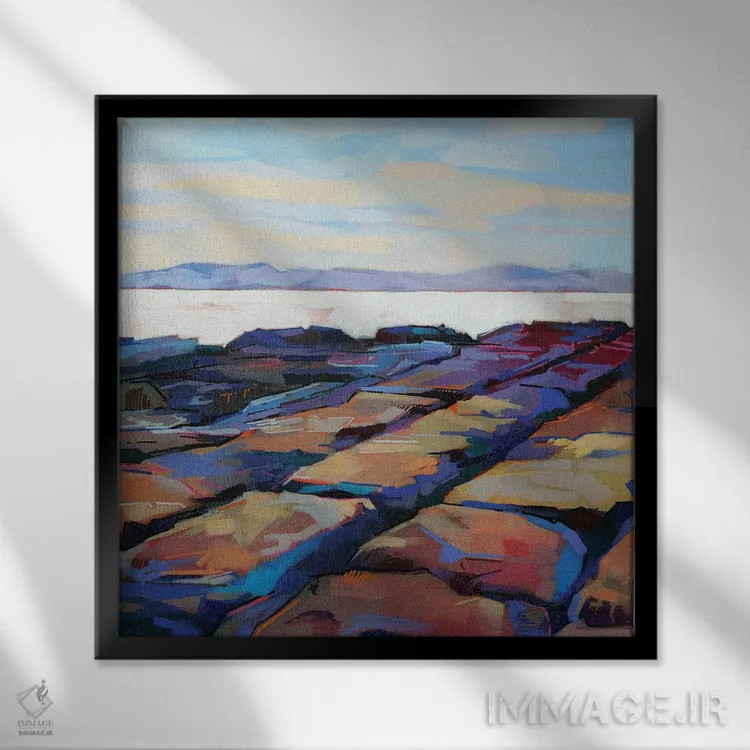 تابلو دکوراتیو صخره ها در پامپا ۴ اثر کوین لاوری - نمای قابدار مشکی