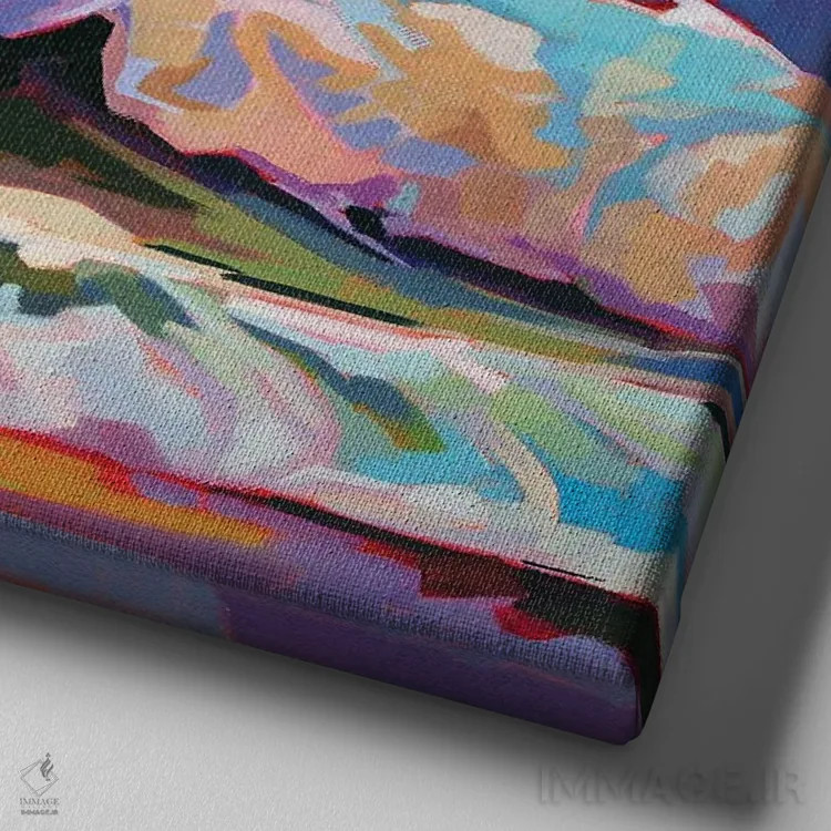 تابلو دکوراتیو آسمان قرمز در فانور اثر کوین لاوری - نمای نزدیک بافت بوم