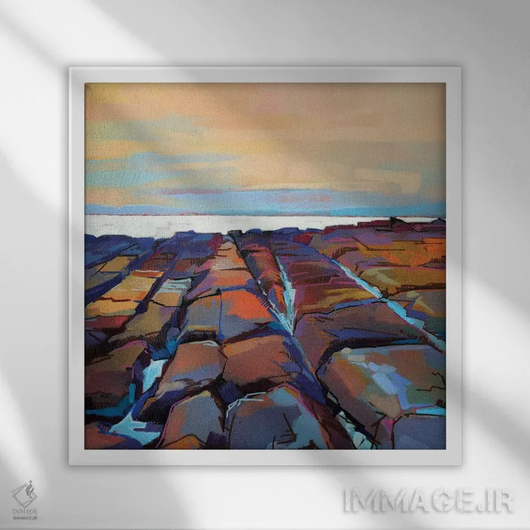تابلو دکوراتیو صخره ها در پامپا ۳ اثر کوین لاوری - نمای قابدار سفید