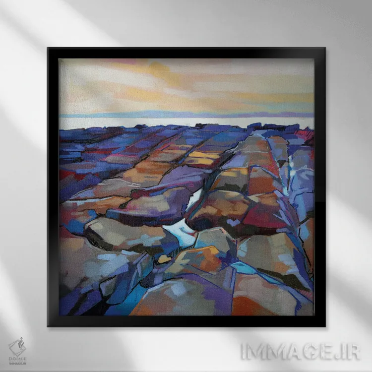 تابلو دکوراتیو صخره ها در پامپا ۵ اثر کوین لاوری - نمای قابدار مشکی