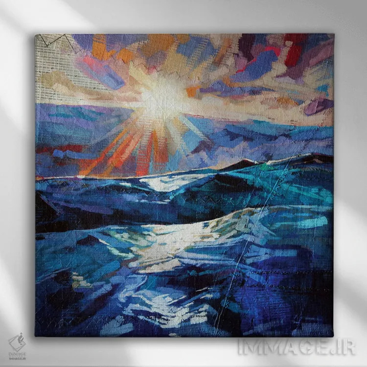 تابلو دکوراتیو دریای طوفانی در تولان اثر کوین لاوری - نمای روبهرو روی دیوار