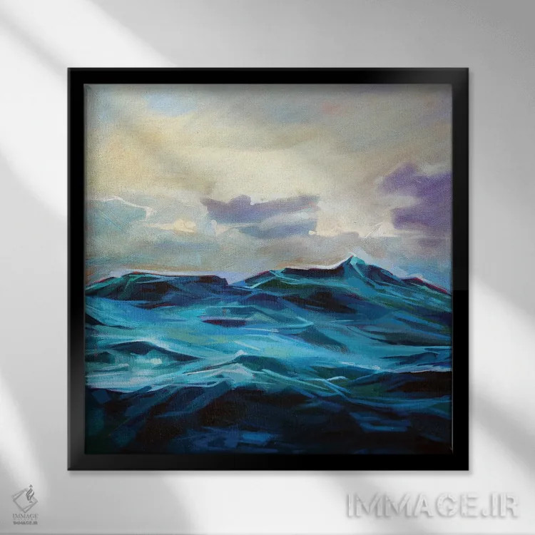 تابلو دکوراتیو آب مواج در ایسکی اثر کوین لاوری - نمای قابدار مشکی