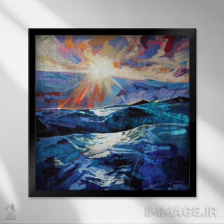 تابلو دکوراتیو دریای طوفانی در تولان اثر کوین لاوری - نمای قابدار مشکی