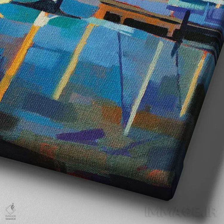 تابلو دکوراتیو قایق های بادبانی در باورگل اثر کوین لاوری - نمای نزدیک بافت بوم