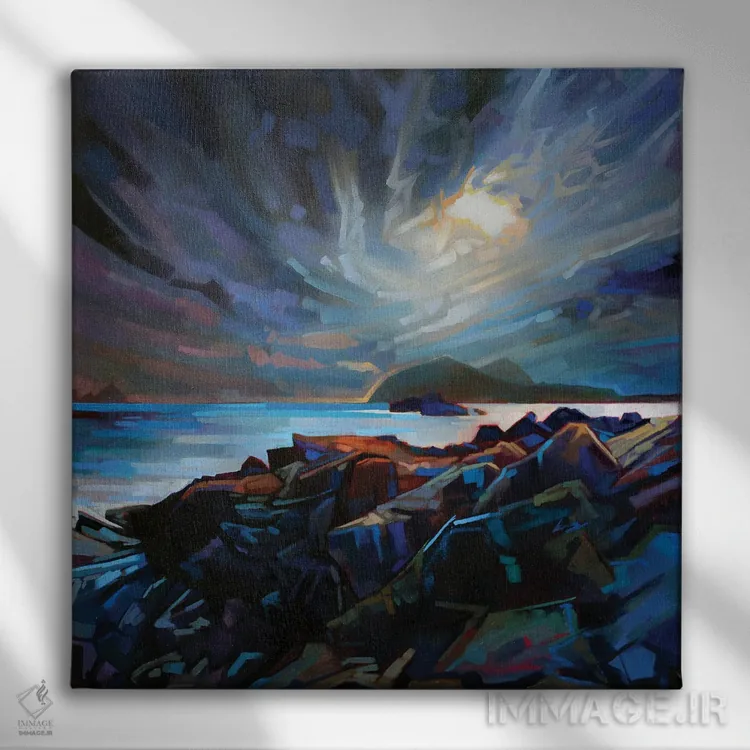 تابلو دکوراتیو به سوی جزایر بلاسکت اثر کوین لاوری - نمای روبهرو روی دیوار