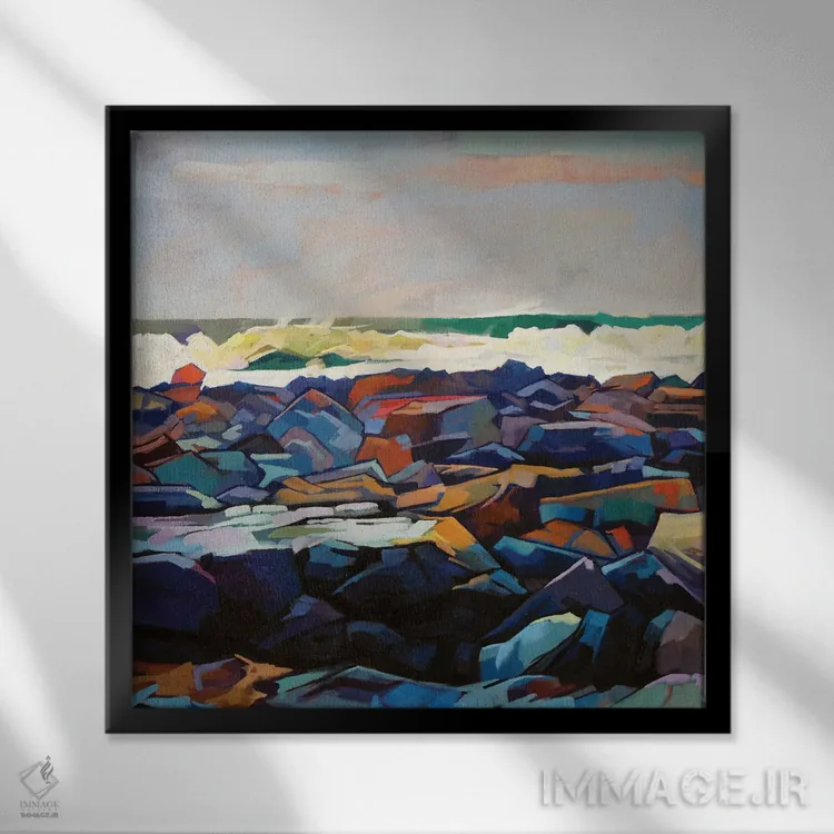 تابلو دکوراتیو خط ساحلی تولاگان، طوفان اما اثر کوین لاوری - نمای قابدار مشکی