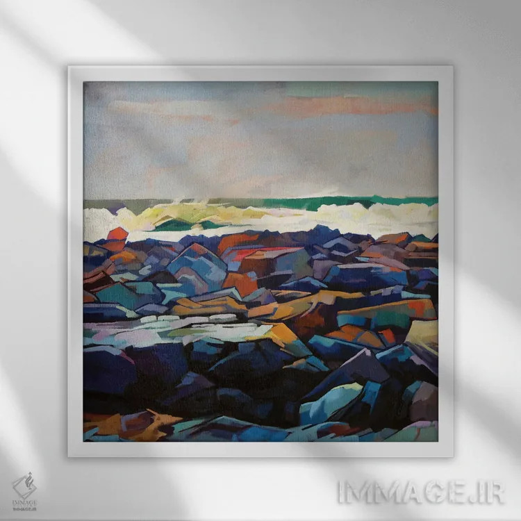 تابلو دکوراتیو خط ساحلی تولاگان، طوفان اما اثر کوین لاوری - نمای قابدار سفید