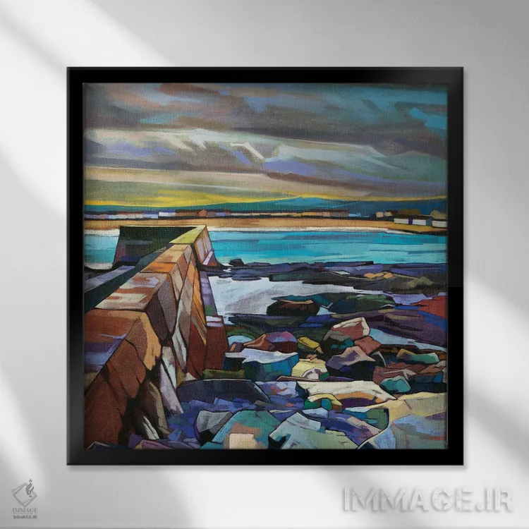 تابلو دکوراتیو اسکله کیلکی اثر کوین لاوری - نمای قابدار مشکی