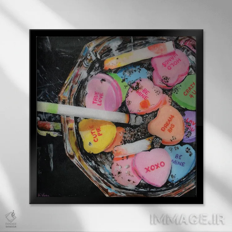 تابلو دکوراتیو روز ولنتاین اثر کریستین ووس - نمای قابدار مشکی