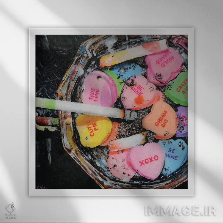 تابلو دکوراتیو روز ولنتاین اثر کریستین ووس - نمای قابدار سفید