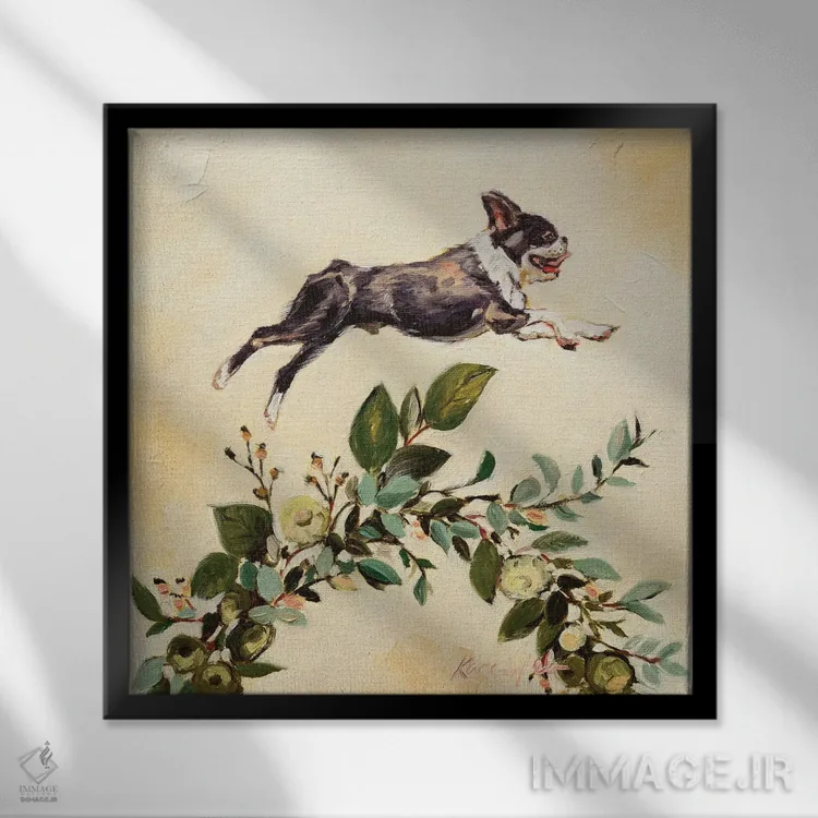 تابلو دکوراتیو جهش ایمانی اثر کارن وبر - نمای قابدار مشکی