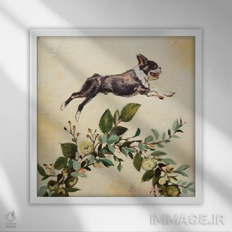 تابلو دکوراتیو جهش ایمانی اثر کارن وبر - نمای قابدار سفید