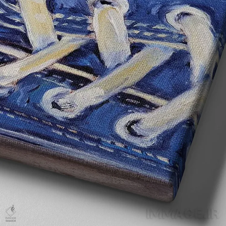 تابلو دکوراتیو گفتگوی زاغی اثر کارن وبر - نمای نزدیک بافت بوم