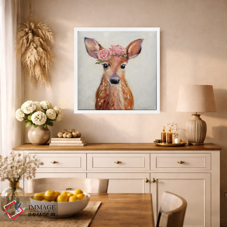 تابلو دکوراتیو گوزن صورتی اثر کارن وبر - D1W