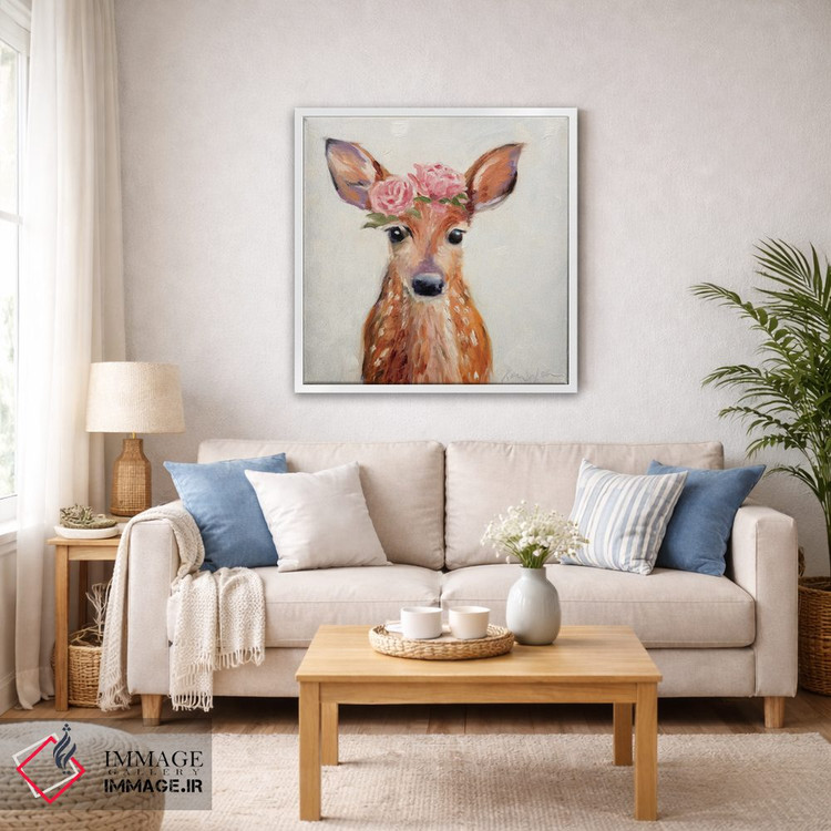 تابلو دکوراتیو گوزن صورتی اثر کارن وبر - D4W