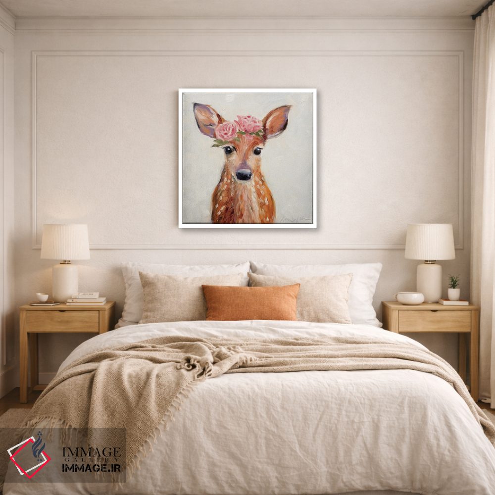 تابلو دکوراتیو گوزن صورتی اثر کارن وبر - D3W