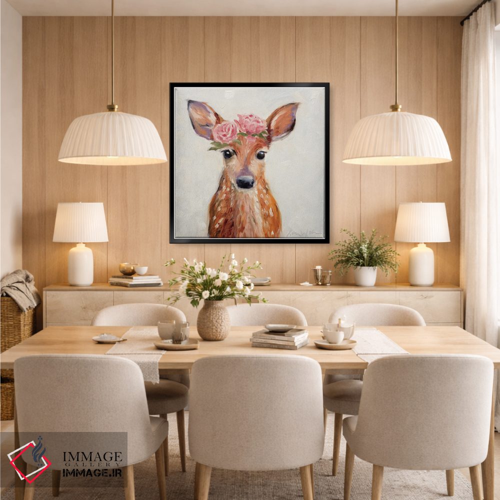 تابلو دکوراتیو گوزن صورتی اثر کارن وبر - D5B