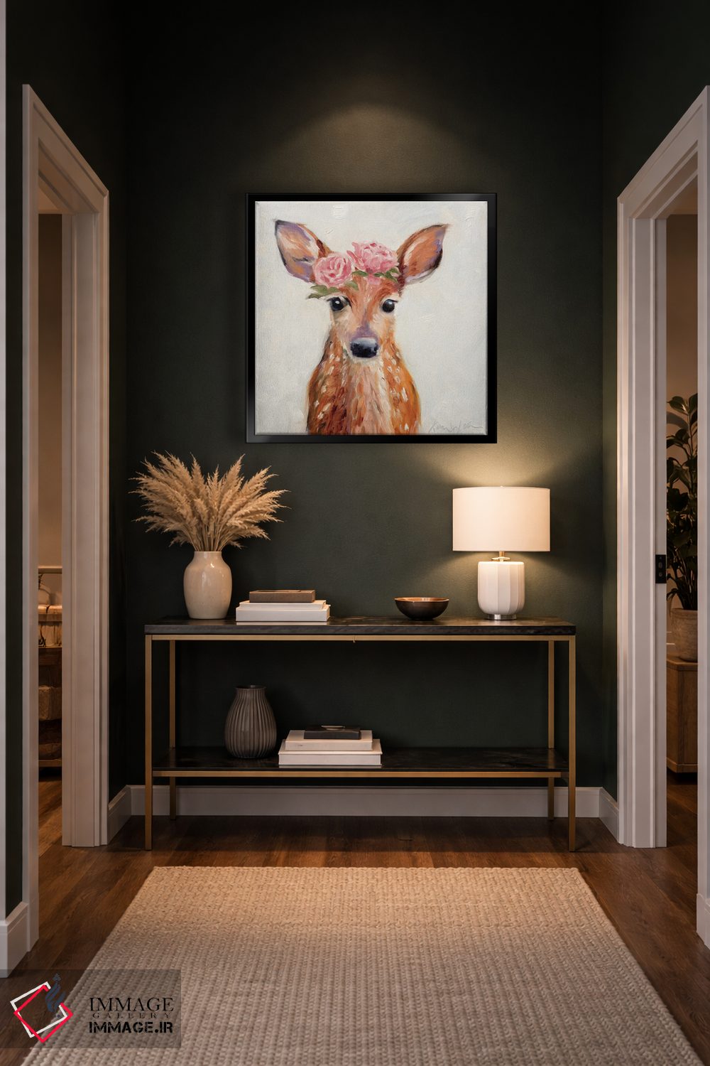 تابلو دکوراتیو گوزن صورتی اثر کارن وبر - D6B