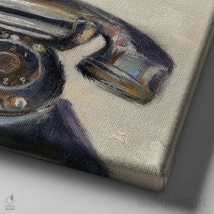 تابلو دکوراتیو تلفن فیل اثر کارن وبر - نمای نزدیک بافت بوم