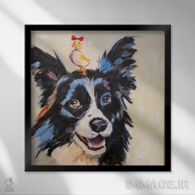 تابلو دکوراتیو روبان قرمز اثر کارن وبر - نمای قابدار مشکی