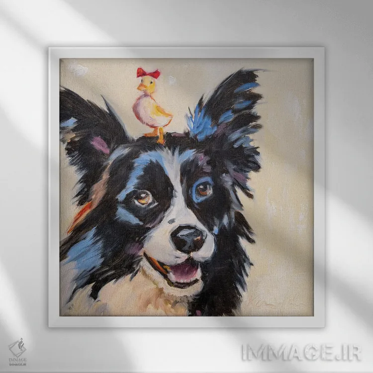 تابلو دکوراتیو روبان قرمز اثر کارن وبر - نمای قابدار سفید