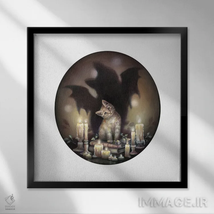تابلو دکوراتیو اگر من یک گربه-خفاش بودم اثر کیمرا واچنا - نمای قابدار مشکی
