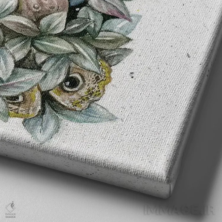 تابلو دکوراتیو جغد و پروانه جغدی اثر کیمرا واچنا - نمای نزدیک بافت بوم