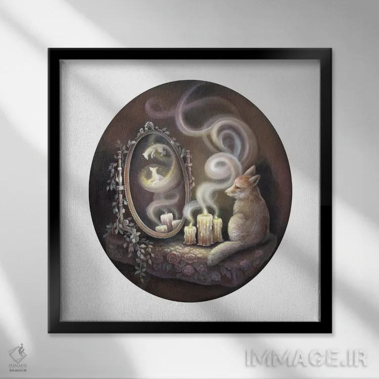 تابلو دکوراتیو آینه پیش گویی اثر کیمرا واچنا - نمای قابدار مشکی