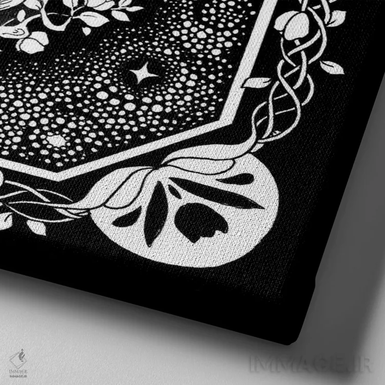 تابلو دکوراتیو جغد ستاره ای با تاک ها اثر کیمرا واچنا - نمای نزدیک بافت بوم