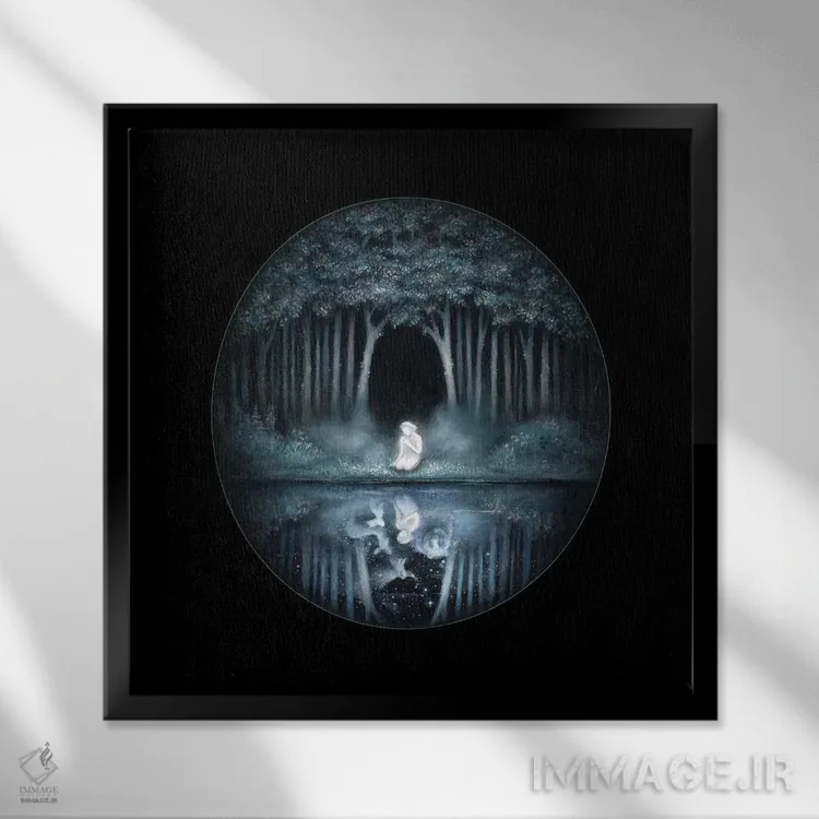 تابلو دکوراتیو آب جنگل سیاه ۱ اثر کیمرا واچنا - نمای قابدار مشکی