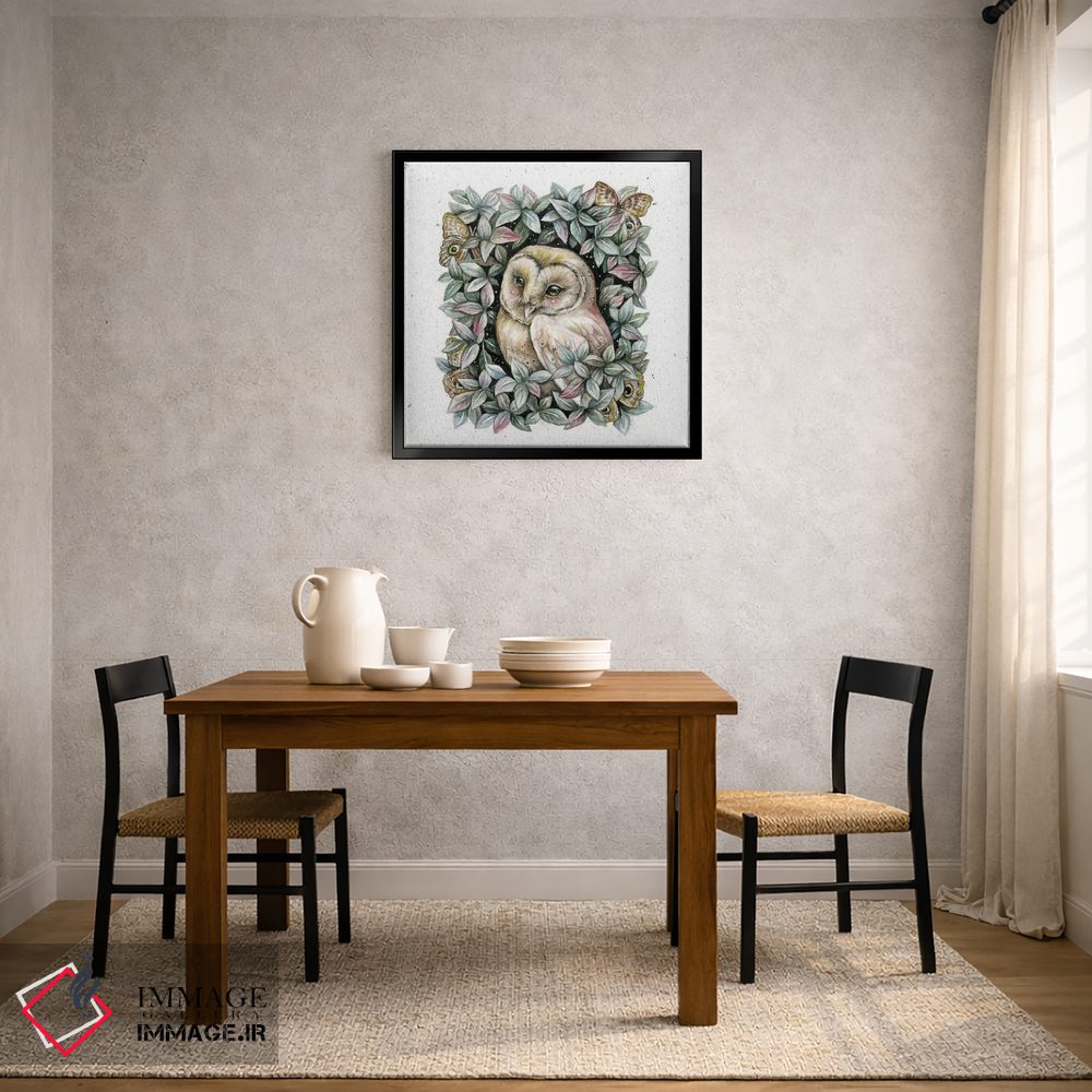 تابلو دکوراتیو جغد و پروانه جغدی اثر کیمرا واچنا - D3B