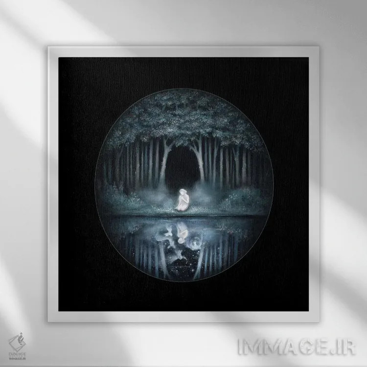تابلو دکوراتیو آب جنگل سیاه ۱ اثر کیمرا واچنا - نمای قابدار سفید