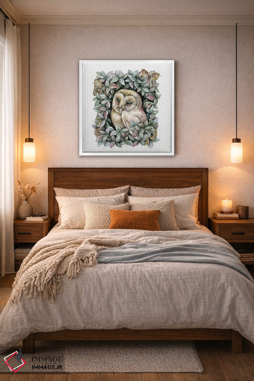 تابلو دکوراتیو جغد و پروانه جغدی اثر کیمرا واچنا - D5W