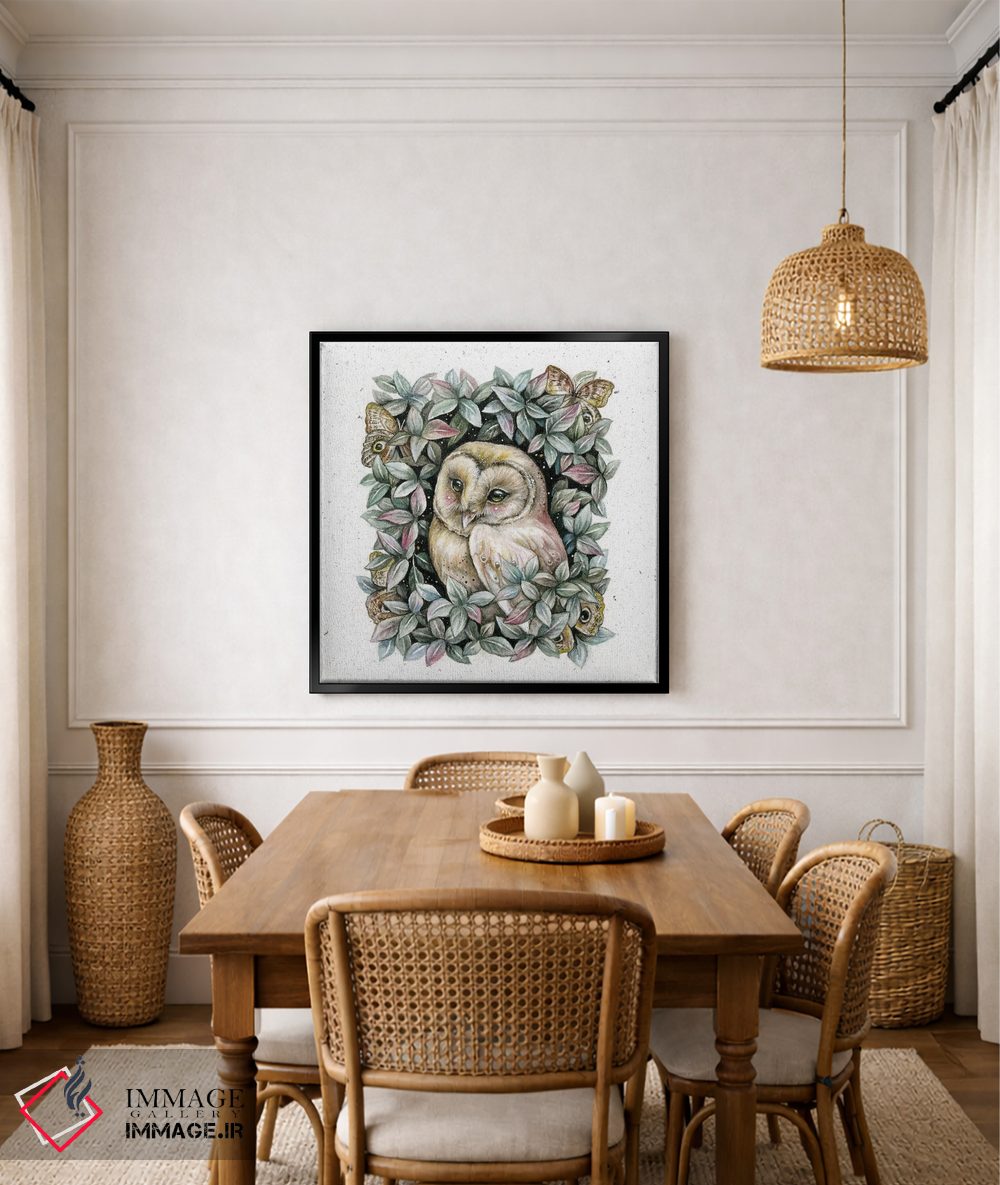 تابلو دکوراتیو جغد و پروانه جغدی اثر کیمرا واچنا - D6B