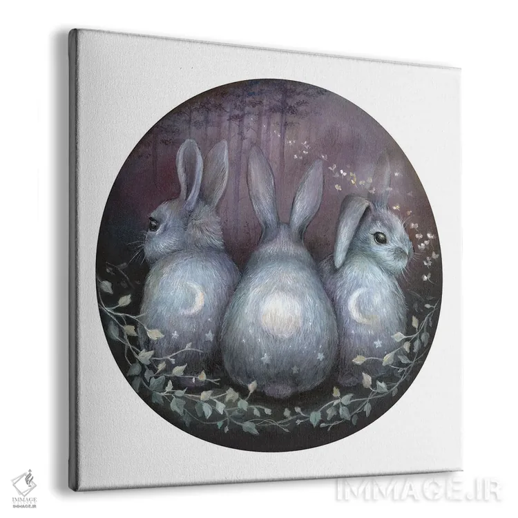 تابلو دکوراتیو سه خرگوش ماه اثر کیمرا واچنا - نمای پرسپکتیو محصول