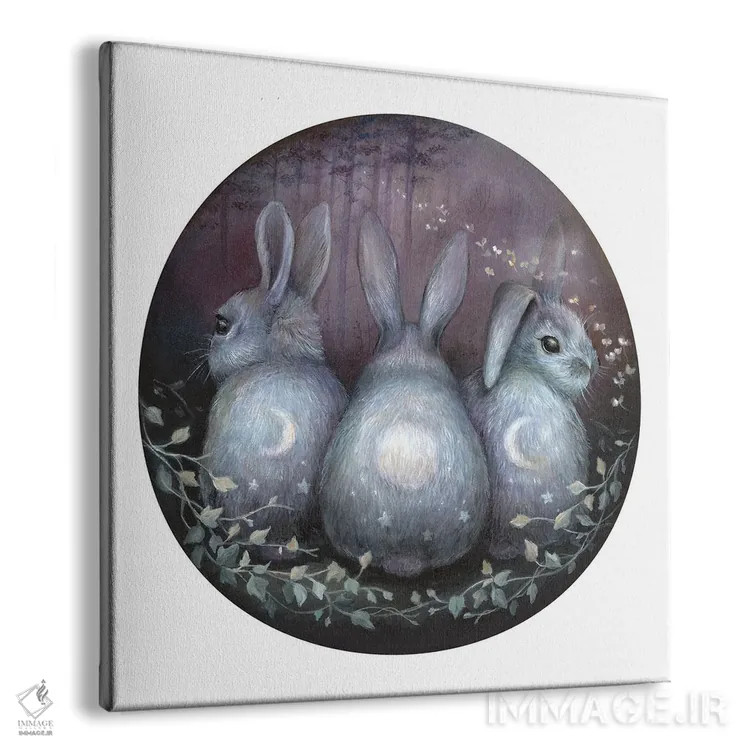 تابلو دکوراتیو سه خرگوش ماه اثر کیمرا واچنا - نمای پرسپکتیو محصول