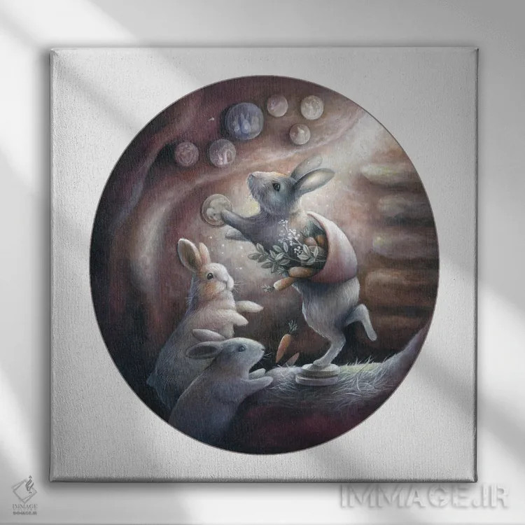 تابلو دکوراتیو لانه خرگوش اثر کیمرا واچنا - نمای روبهرو روی دیوار