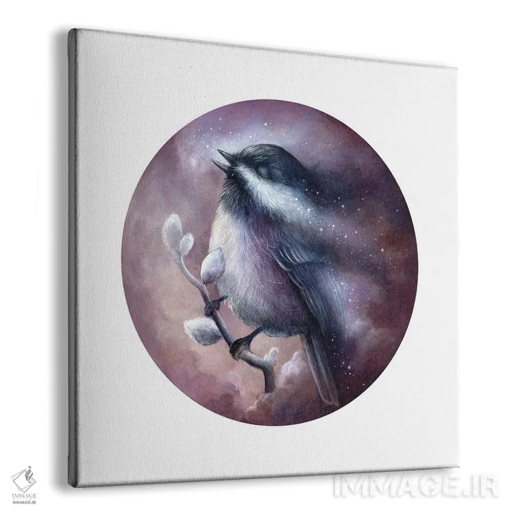 تابلو دکوراتیو گنجشک سیاه کلاه اثر کیمرا واچنا - نمای پرسپکتیو محصول