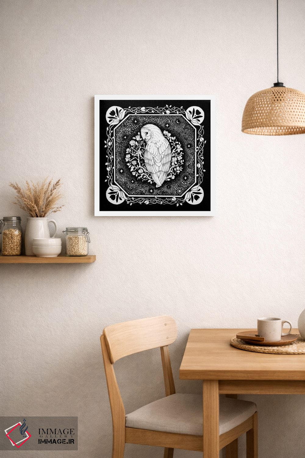 تابلو دکوراتیو جغد ستاره ای با تاک ها اثر کیمرا واچنا - D1W