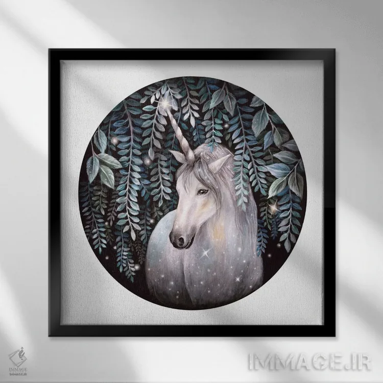 تابلو دکوراتیو تک شاخ اثر کیمرا واچنا - نمای قابدار مشکی