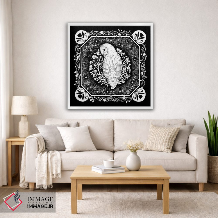 تابلو دکوراتیو جغد ستاره ای با تاک ها اثر کیمرا واچنا - D3W