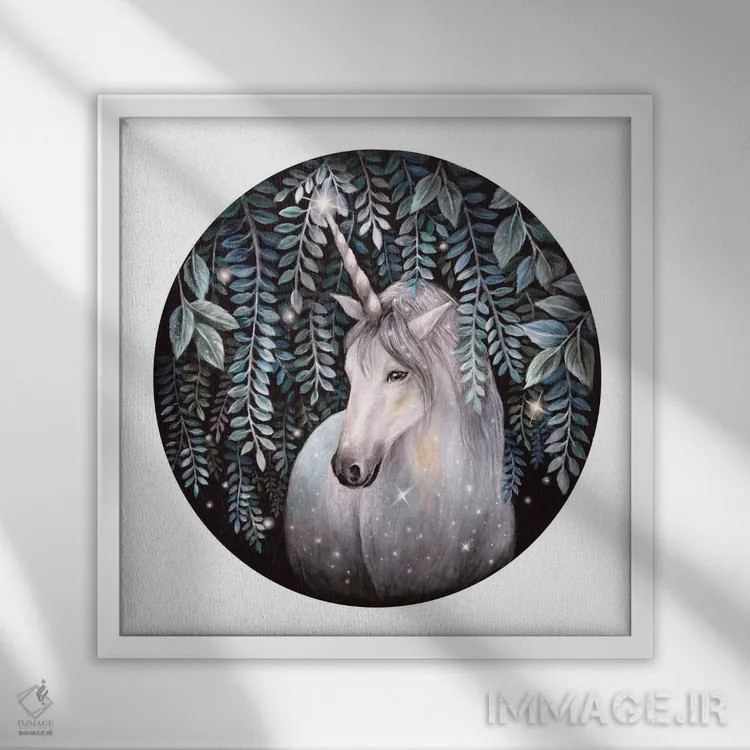 تابلو دکوراتیو تک شاخ اثر کیمرا واچنا - نمای قابدار سفید