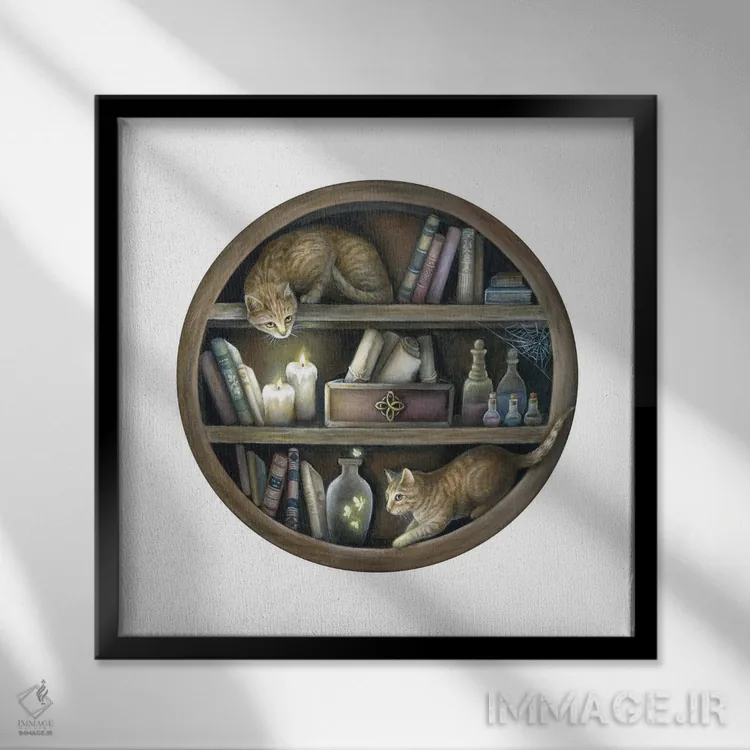 تابلو دکوراتیو کابینت جادوگر اثر کیمرا واچنا - نمای قابدار مشکی