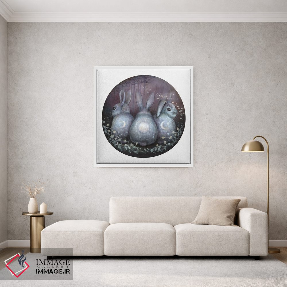 تابلو دکوراتیو سه خرگوش ماه اثر کیمرا واچنا - D1W