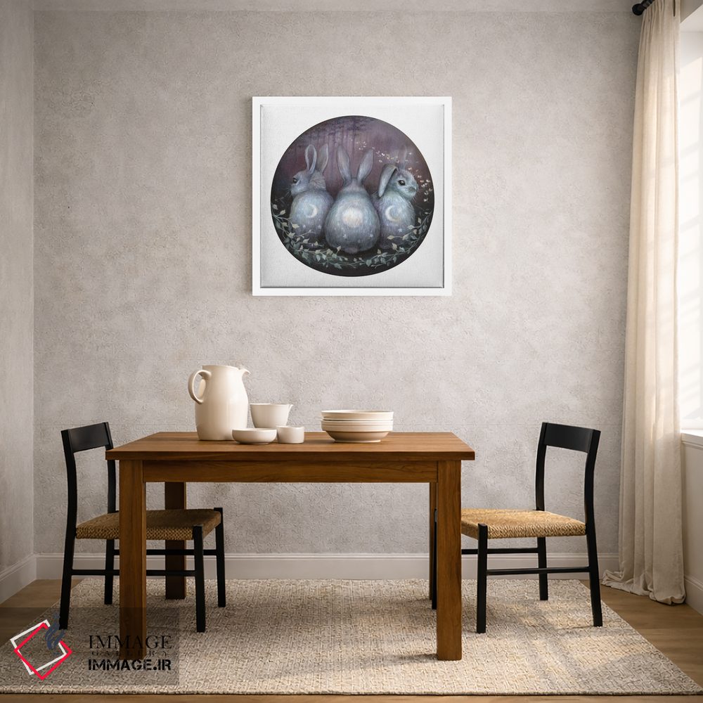 تابلو دکوراتیو سه خرگوش ماه اثر کیمرا واچنا - D3W