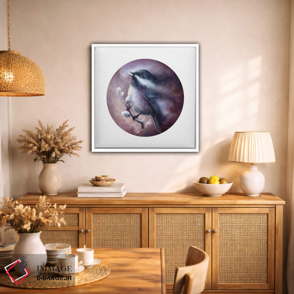 تابلو دکوراتیو گنجشک سیاه کلاه اثر کیمرا واچنا - D2W