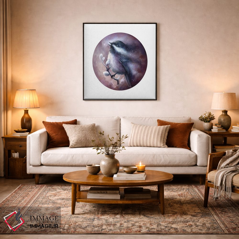 تابلو دکوراتیو گنجشک سیاه کلاه اثر کیمرا واچنا - D4B