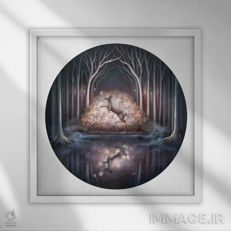 تابلو دکوراتیو آب جنگل سیاه ۲ اثر کیمرا واچنا - نمای قابدار سفید