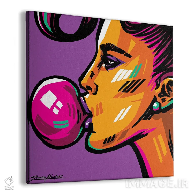 تابلو دکوراتیو آدامس بادکنکی اثر ساندرا کوالسکی - نمای پرسپکتیو محصول