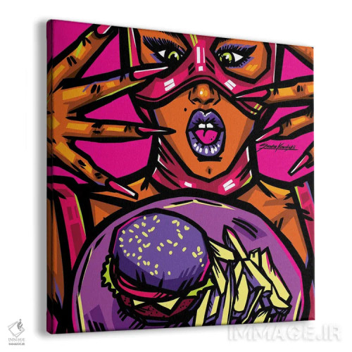 تابلو دکوراتیو عاشق برگر اثر ساندرا کوالسکی - نمای پرسپکتیو محصول